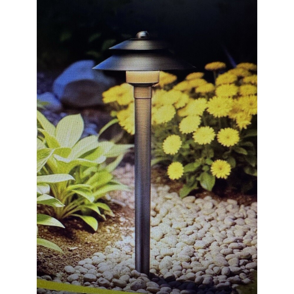 Solid Brass Low Voltage Landscape Pathway Lights (6'' Shade 2-Tier...set Of 7